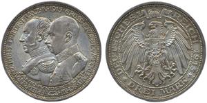 Deutschland 3 Mark 1915 A "Mecklenburg-Schwerin" auf der Auktion AB Philea & Myntkompaniet - 10. Mai 2025