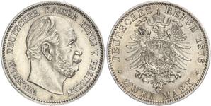 Alemania 2 marcos 1876 A "Prusia" en subasta WAG - 11 de mayo de 2025