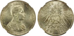 Германия 5 марок 1914 A "Пруссия" на аукционе Stephen Album - 18 мая 2025