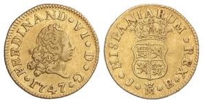 España Medio escudo 1747 M JB en subasta Soler y Llach - 16 de mayo de 2025
