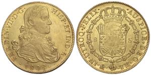México 8 escudos 1808 Mo TH en subasta Soler y Llach - 16 de mayo de 2025