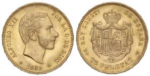 Spain 25 Pesetas 1883 MSM at auction Soler y Llach - May 16, 2025