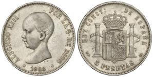 España 5 pesetas 1888 MSM en subasta Soler y Llach - 16 de mayo de 2025
