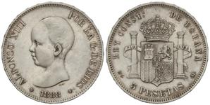 España 5 pesetas 1888 MSM en subasta Soler y Llach - 16 de mayo de 2025