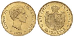 Spanien 25 Pesetas 1879 EMM auf der Auktion Soler y Llach - 16. Mai 2025