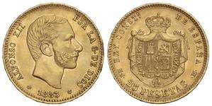 Spain 25 Pesetas 1883 MSM at auction Soler y Llach - May 16, 2025