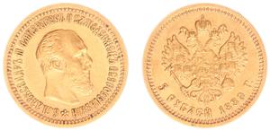 Rußland 5 Rubel 1889 (АГ) "Porträt mit kurzem Bart" auf der Auktion Heritage Eur - 23. Mai 2025