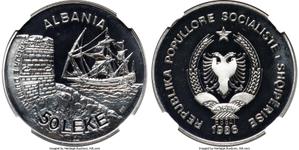 Albania 50 Lekë 1986 "Durazzo Seaport" (Pattern) at auction Heritage - May 27, 2025