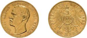 Alemania 20 marcos 1893 A "Hessen" en subasta Rapp - 21 de mayo de 2025