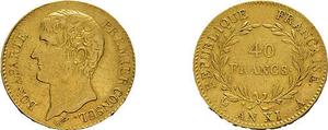 Франция 40 франков AN XI (1802-1803) A на аукционе Rapp - 21 мая 2025
