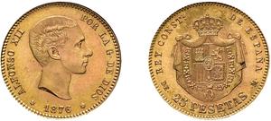 Spain 25 Pesetas 1876 DEM at auction Rapp - May 21, 2025