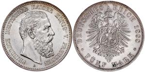 Deutschland 5 Mark 1888 A "Preussen" auf der Auktion Teutoburger - 6. Juni 2025