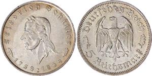 Germany 5 Reichsmark 1934 F "Friedrich Schiller" at auction Teutoburger - June 6, 2025