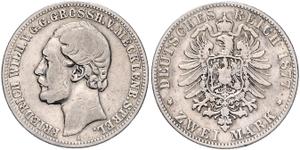Германия 2 марки 1877 A "Мекленбург-Штрелиц" на аукционе Möller - 28 мая 2025