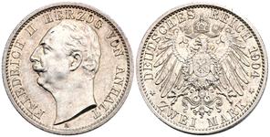 Alemania 2 marcos 1904 A "Anhalt" en subasta Künker - 24 de mayo de 2025