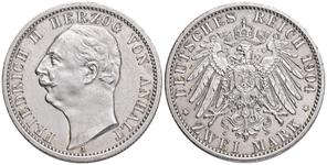 Alemania 2 marcos 1904 A "Anhalt" en subasta Künker - 24 de mayo de 2025