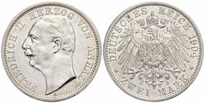 Alemania 2 marcos 1904 A "Anhalt" en subasta Künker - 24 de mayo de 2025