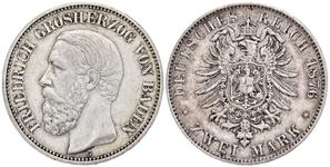 Deutschland 2 Mark 1876 G "Baden" auf der Auktion Künker - 24. Mai 2025