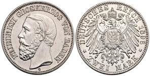 Alemania 2 marcos 1896 G "Baden" en subasta Künker - 24 de mayo de 2025
