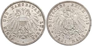 Germany 3 Mark 1912 A "Lubeck" at auction Künker - May 24, 2025