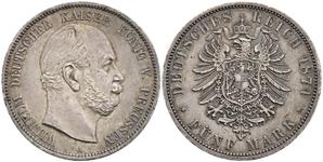Niemcy 5 marek 1874 A "Prusy" na aukcji Künker - 24 maja 2025