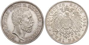 Niemcy 2 marki 1896 A "Schwarzburg-Sondershausen" na aukcji Künker - 24 maja 2025