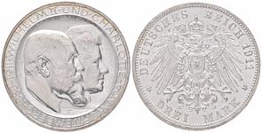 Германия 3 марки 1911 F "Вюртемберг" на аукционе Künker - 24 мая 2025