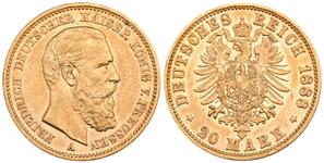 Германия 20 марок 1888 A "Пруссия" на аукционе Künker - 24 мая 2025