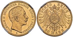 Germany 20 Mark 1897 A "Prussia" at auction Künker - May 24, 2025