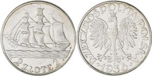 Poland 2 Zlote 1936 JA "Sailing Vessel" at auction Gärtner - June 3, 2025