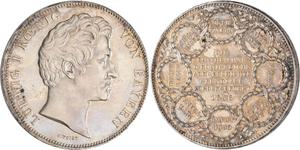 Бавария 2 талера 1838 "Административное деление Баварии" на аукционе Gärtner - 3 июня 2025