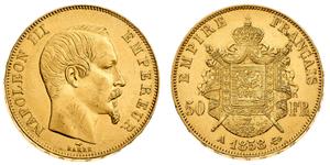 Франция 50 франков 1858 A на аукционе Bolaffi - 6 июня 2025