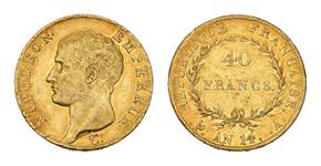 Франция 40 франков AN 14 (1805-1806) A на аукционе Beaussant Lefèvre - 11 июня 2025