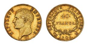Франция 40 франков 1806 M на аукционе Beaussant Lefèvre - 11 июня 2025
