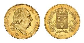 Франция 40 франков 1816 A на аукционе Beaussant Lefèvre - 11 июня 2025