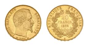 Francja 20 franków 1852 A na aukcji Beaussant Lefèvre - 11 czerwca 2025