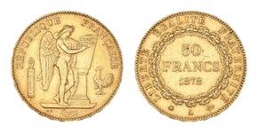 Франция 50 франков 1878 A на аукционе Beaussant Lefèvre - 11 июня 2025