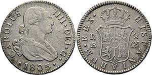 Spain 2 Reales 1803 S CN at auction Cayón - July 2, 2025