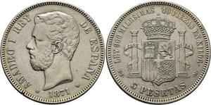 Spain 5 Pesetas 1871 DEM at auction Cayón - July 2, 2025