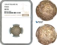 Poland 3 Groszy (Trojak) 1594 IF "Poznań Mint" at auction Pegasus Auctions - June 8, 2025