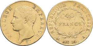 Франция 40 франков AN 14 (1805-1806) A на аукционе MDC Monaco - 28 июня 2025