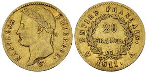 Франция 20 франков 1811 A на аукционе Auctiones - 15 июня 2025