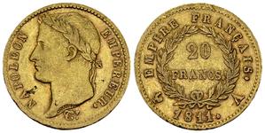 Франция 20 франков 1811 A на аукционе Auctiones - 15 июня 2025