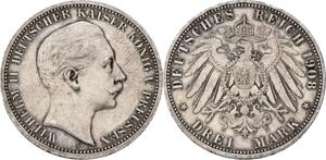 Alemania 3 marcos 1908 A "Prusia" en subasta Goudwisselkantoor veilingen - 10 de junio de 2025