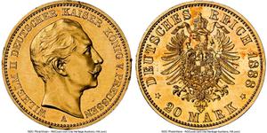 Germany 20 Mark 1888 A "Prussia" at auction Heritage - June 22, 2025