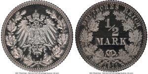 Alemania Medio marco 1911 E en subasta Heritage - 22 de junio de 2025