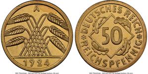 Deutschland 50 Reichspfennig 1924 A auf der Auktion Heritage - 22. Juni 2025
