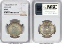 Alemania 3 Reichsmarks 1925 E "Renania" en subasta Heritage - 22 de junio de 2025