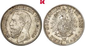Deutschland 2 Mark 1888 G "Baden" auf der Auktion Künker - 5. Juli 2025