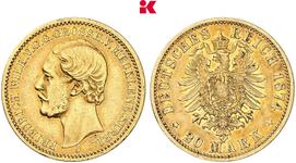 Deutschland 20 Mark 1874 A "Mecklenburg Vorpommern Strelitz" auf der Auktion Künker - 5. Juli 2025